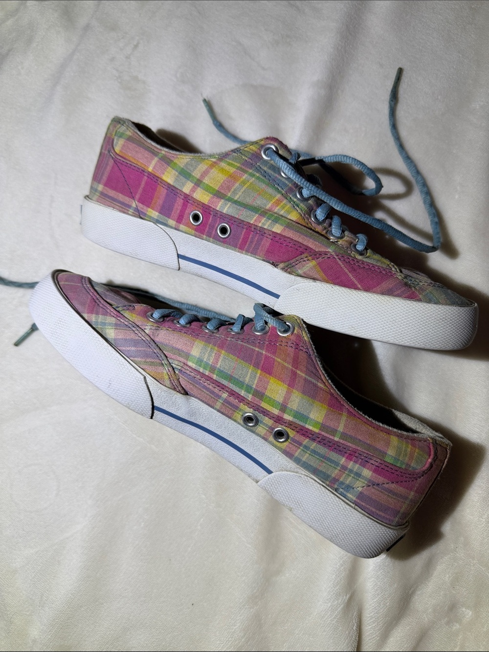 Polo Ralph Lauren Brisbane Plaid Madras Lace-Up Sneakers - Picture 3 of 6